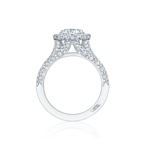 Tacori 18k White Gold Petite Crescent Round Diamond Engagement Ring Setting (0.9 CTW)