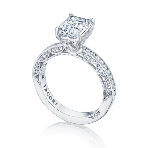 Tacori 18k White Gold Classic Crescent  Engagement Ring Setting (0.41 CTW)