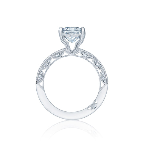 Tacori 18k White Gold Classic Crescent Princess Diamond Engagement Ring Setting (0.41 CTW)