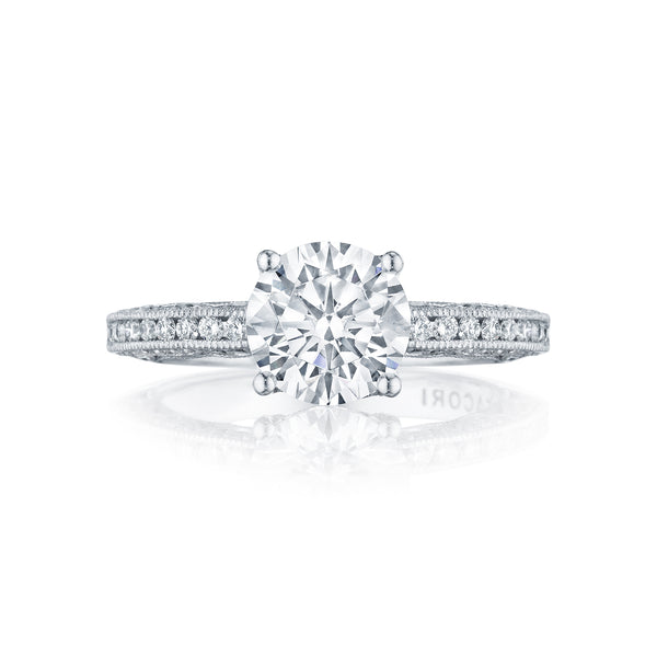 Tacori 18k White Gold Classic Crescent Round Diamond Engagement Ring Setting (0.41 CTW)