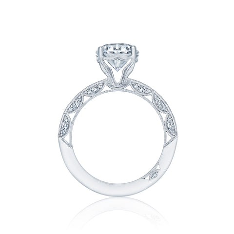 Tacori 18k White Gold Classic Crescent Round Diamond Engagement Ring Setting (0.41 CTW)