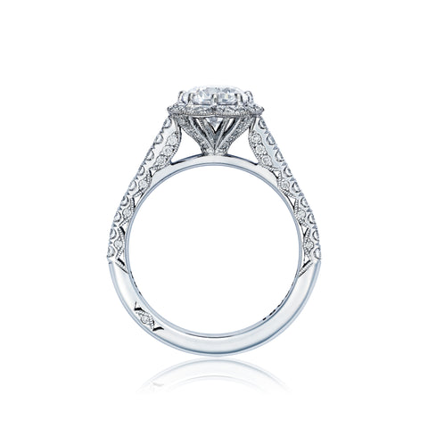 Tacori 18k White Gold Petite Crescent Round Diamond Engagement Ring Setting (0.54 CTW)