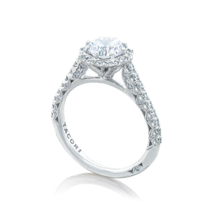 Tacori 18k White Gold Petite Crescent Round Diamond Engagement Ring (0.54 CTW)