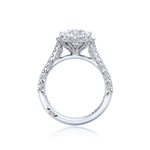 Tacori 18k White Gold Petite Crescent Round Diamond Engagement Ring Setting (0.58 CTW)