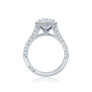 Tacori 18k White Gold Petite Crescent Round Diamond Engagement Ring (0.71 CTW)