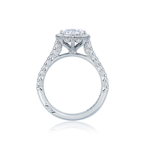 Tacori 18k White Gold Petite Crescent Round Diamond Engagement Ring Setting (0.71 CTW)