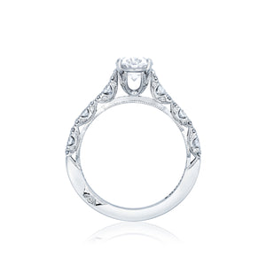 Tacori 18k White Gold Petite Crescent Oval Diamond Engagement Ring (0.39 CTW)