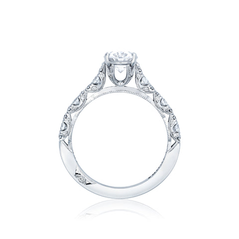 Tacori 18k White Gold Petite Crescent Oval Diamond Engagement Ring Setting  (0.39 CTW)