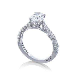 Tacori 18k White Gold Petite Crescent Oval Diamond Engagement Ring (0.39 CTW)