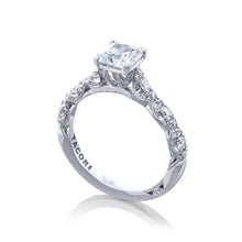 Load image into Gallery viewer, Tacori 18k White Gold Petite Crescent Princess Diamond Engagement Ring (0.39 CTW)