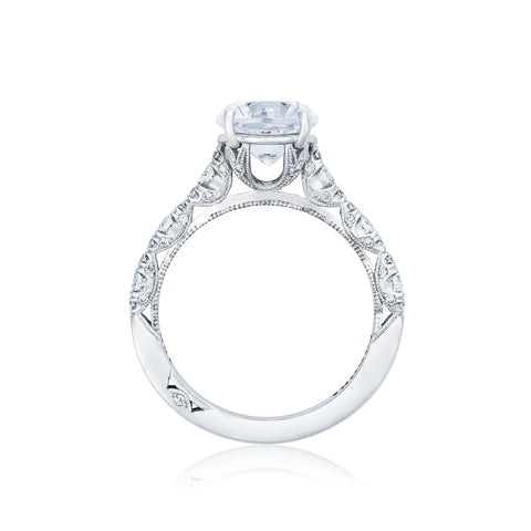 Tacori 18k White Gold Petite Crescent Round Diamond Engagement Ring Setting (0.39 CTW)