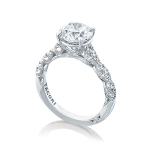 Tacori 18k White Gold Petite Crescent Round Diamond Engagement Ring (0.39 CTW)