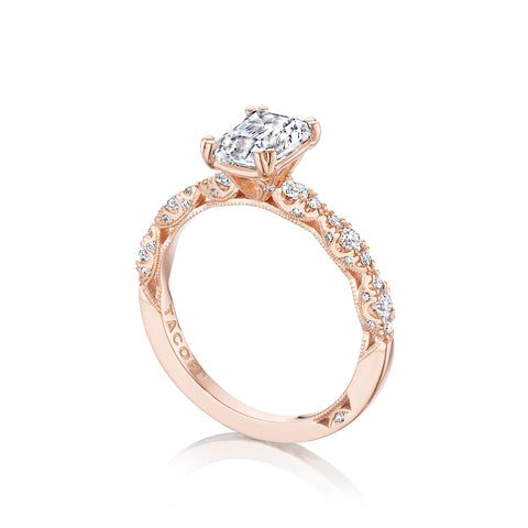 Tacori 18k Rose Gold Petite Crescent Diamond Engagement Ring Setting (0.35 CTW)