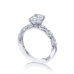 Tacori 18k White Gold  Petite Crescent Oval Diamond Engagement Ring (0.35 CTW)