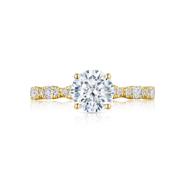 Tacori 18k Yellow Gold Petite Crescent Round Diamond Engagement Ring Setting  (0.35 CTW)