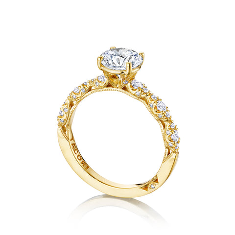 Tacori 18k Yellow Gold Petite Crescent Round Diamond Engagement Ring Setting  (0.35 CTW)