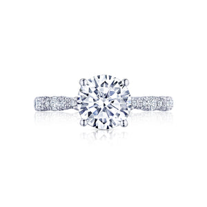 Tacori 18k White Gold Petite Crescent Round Diamond Engagement Ring (0.35 CTW)