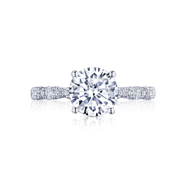 Tacori 18k White Gold Petite Crescent Round Diamond Engagement Ring Setting (0.35 CTW)