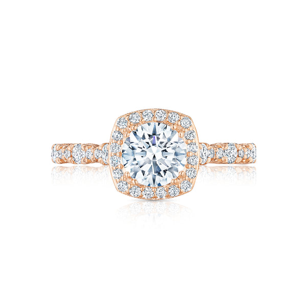 Tacori 18k Pink Gold Petite Crescent Round Diamond Engagement Ring Setting  (0.55 CTW)
