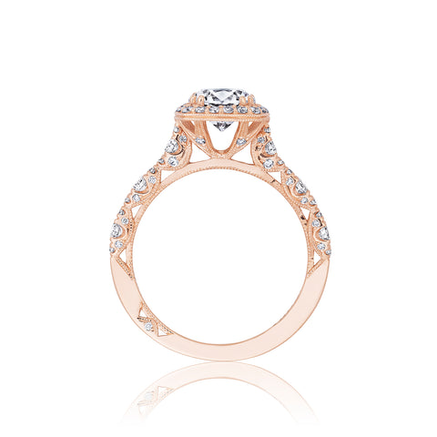 Tacori 18k Pink Gold Petite Crescent Round Diamond Engagement Ring (0.55 CTW)