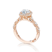 Load image into Gallery viewer, Tacori 18k Pink Gold Petite Crescent Round Diamond Engagement Ring (0.55 CTW)