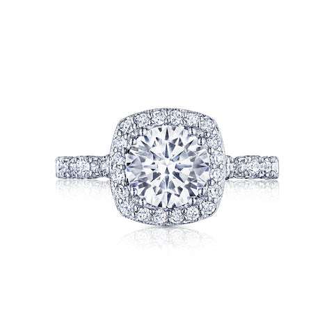 Tacori Platinum Petite Crescent Round Diamond Engagement Ring Setting   (0.65 CTW)