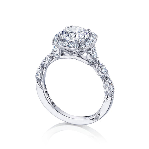 Tacori Platinum Petite Crescent Round Diamond Engagement Ring Setting   (0.65 CTW)