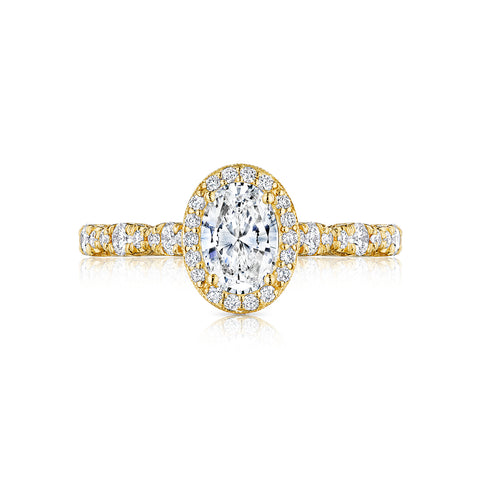 Tacori 18k Yellow Gold Petite Crescent Oval Diamond Engagement Ring Setting  (0.5 CTW)