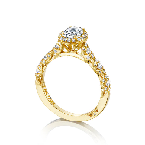 Tacori 18k Yellow Gold Petite Crescent Oval Diamond Engagement Ring Setting  (0.5 CTW)