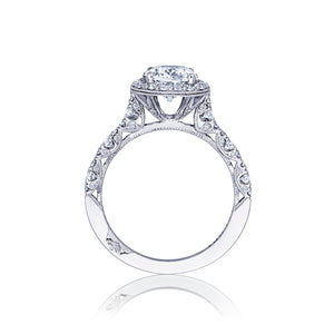 Tacori 18k White Gold Petite Crescent Oval Diamond Engagement Ring (0.65 CTW)