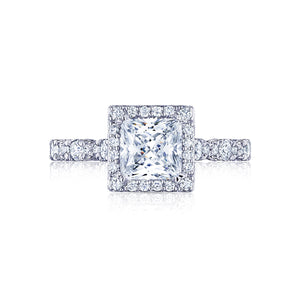 Tacori 18k White Gold Petite Crescent Princess Diamond Engagement Ring (0.56 CTW)