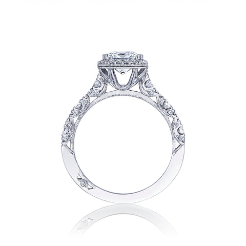 Tacori 18k White Gold Petite Crescent Princess Diamond Engagement Ring Setting (0.56 CTW)