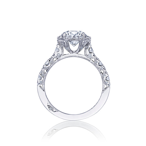 Tacori 18k White Gold Petite Crescent Round Diamond Engagement Ring Setting (0.53 CTW)