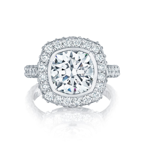 Tacori Platinum RoyalT Cushion Diamond Engagement Ring Setting  (1.63 CTW)