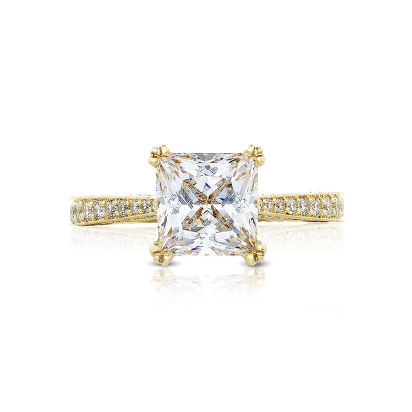 Tacori 18k Yellow Gold RoyalT Princess Diamond Engagement Ring Setting  (0.73 CTW)
