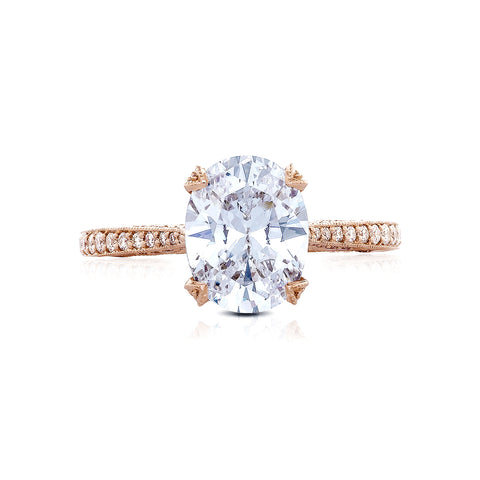 Tacori 18k Rose Gold RoyalT Oval Diamond Engagement Ring Setting (0.45 CTW)