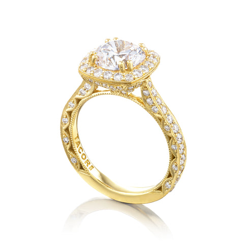 Tacori 18k Yellow Gold RoyalT Round Diamond Engagement Ring Setting   (1.01 CTW)