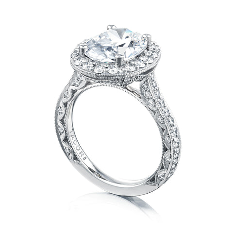 Tacori Platinum  RoyalT Oval Diamond Engagement Ring Setting  (1.26 CTW)