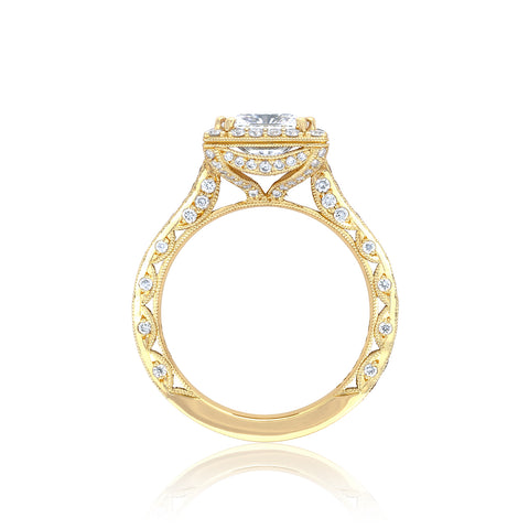 Tacori 18k Yellow Gold RoyalT Princess Diamond Engagement Ring Setting  (0.98 CTW)