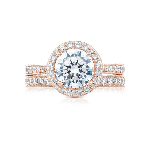 Tacori 18k Rose Gold RoyalT Round Diamond Engagement Ring Setting (0.98 CTW)