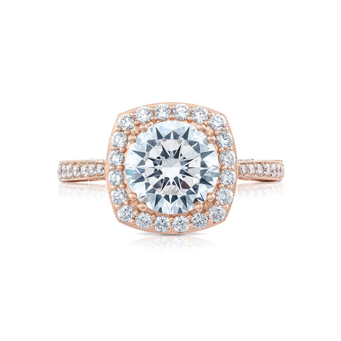 Tacori 18k Rose Gold RoyalT Round Diamond Engagement Ring Setting (0.76 CTW)