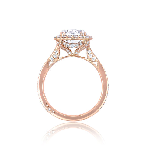 Tacori 18k Rose Gold RoyalT Round Diamond Engagement Ring Setting (0.76 CTW)