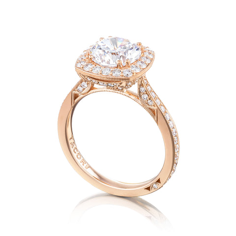 Tacori 18k Rose Gold RoyalT Round Diamond Engagement Ring Setting (0.76 CTW)