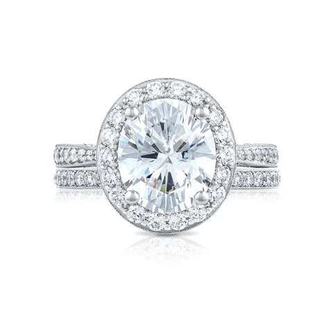 Tacori Platinum RoyalT Oval Diamond Engagement Ring Setting  (0.8CTW)