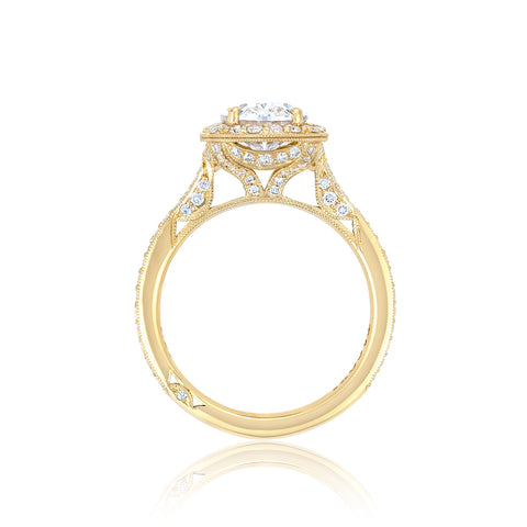 Tacori 18k Yellow Gold RoyalT Oval Diamond Engagement Ring Setting  (0.7 CTW)