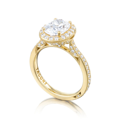 Tacori 18k Yellow Gold RoyalT Oval Diamond Engagement Ring Setting  (0.7 CTW)