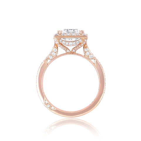 Tacori 18k Rose Gold RoyalT Princess Diamond Engagement Ring Setting  (0.73 CTW)