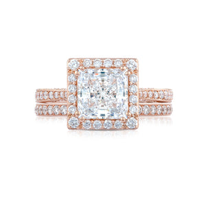 Tacori 18k Rose Gold RoyalT Princess Diamond Engagement Ring Setting  (0.73 CTW)