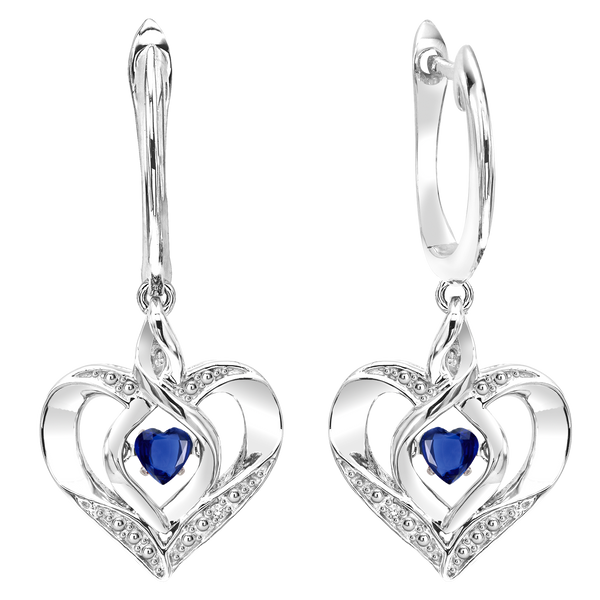 Silver Diamond & Created Sapphire Earring