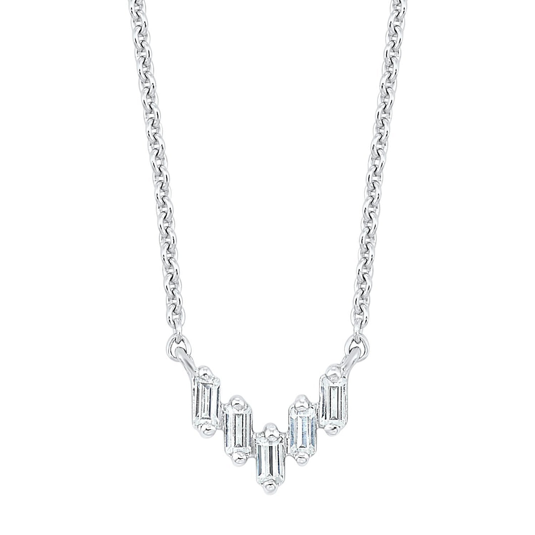 14K White Gold Diamond Necklace (0.10 ctw)